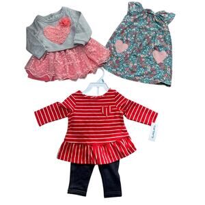 Carter’s Girl’s Heart Valentines Day Set & Dresses Bundle of 3 Size 6/9 Months